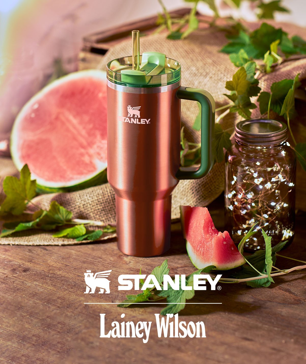 STANLEY X LAINEY Wilson Quencher H2.0 Tumbler Watermelon Moonshine 40 Oz 