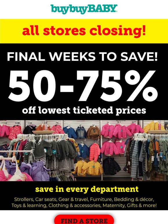 Everything must Go at your store closing sale!