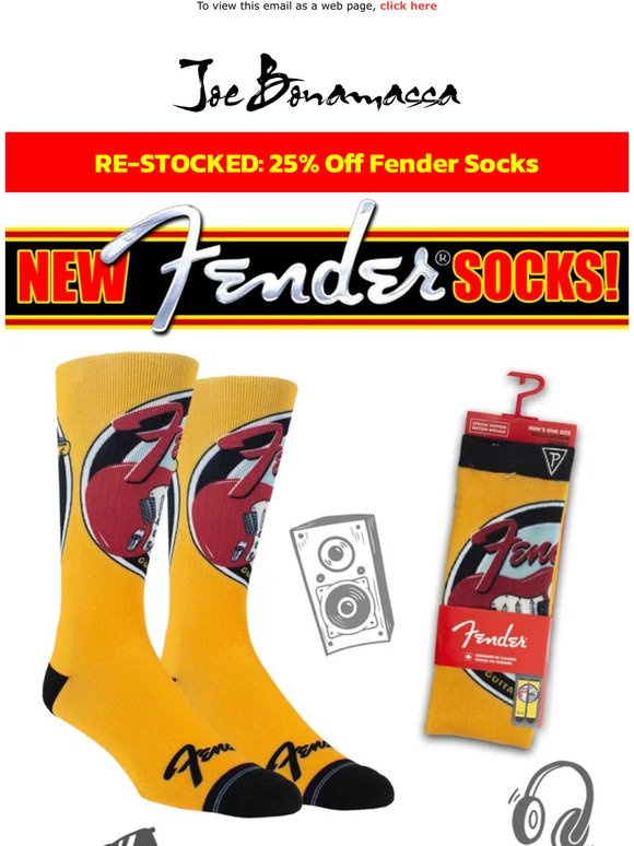 Re-Stocked Fender Socks - 25% Off - Get Your Favorite Design Today!