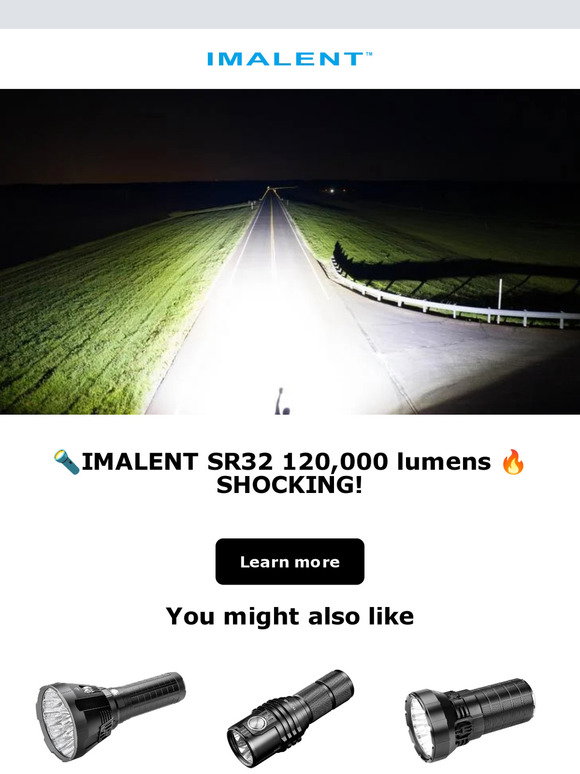 Lampe Torche IMALENT SR32 - 120 000 Lumens, Rechargeable, Étanche - La Plus Puissante !