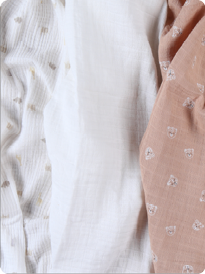 Set of 3 leopard print muslin swaddles, cappuccino/beige