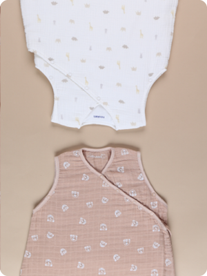 Free delivery from 65€ 70 cm muslin sleeping bag with leopard print, cappuccino