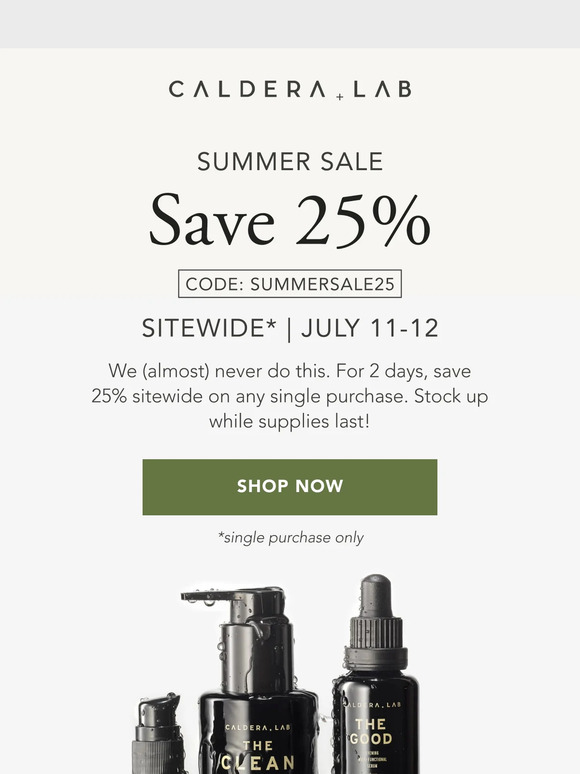 SAVE 25% - Summer Sale