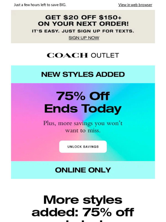 Coach Outlet has massive online sale today only 