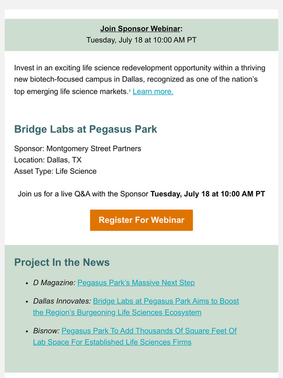New Offering | High-Profile TX Life Science Redevelopment on Thriving New Biotech Campus