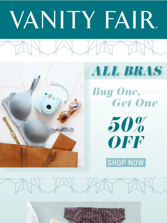 All bras: buy one, get one 50% off