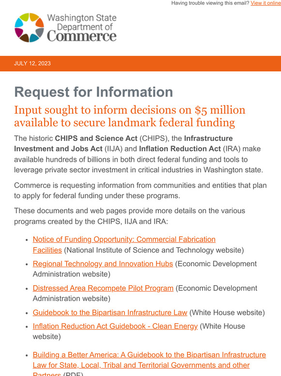 $5 million available to support applications for federal funding, infrastructure investments