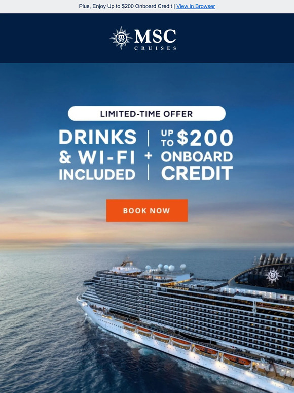 MSC Cruises: Cheers to A New Sale 🥂 Cruise With Drinks & Wi-Fi Included ...