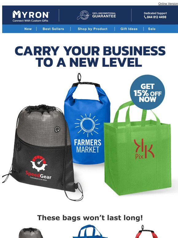 Get 15% OFF On Custom Bags for your Business! 👜