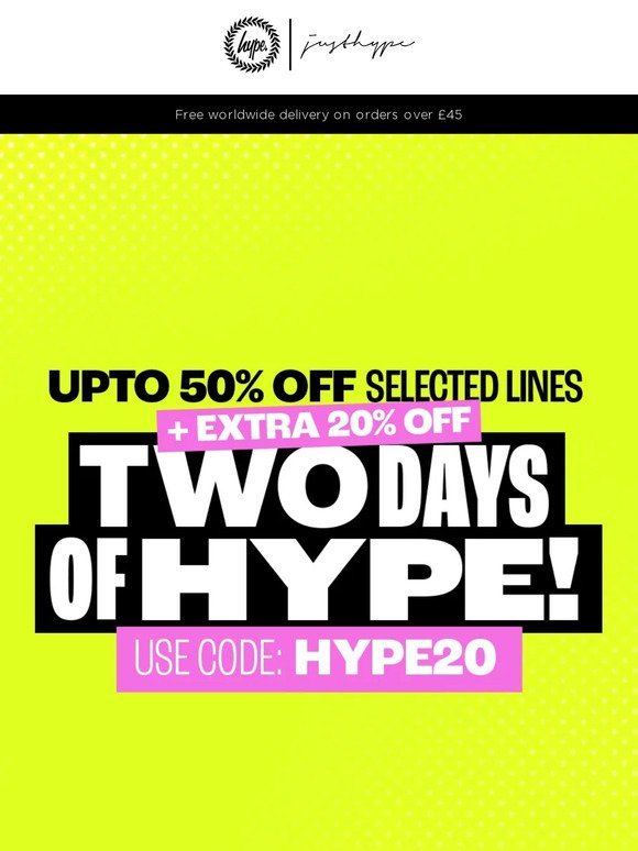 ❌❌❌ TWO DAYS OF HYPE: Upto 50% + Extra 20% off. ❌❌❌