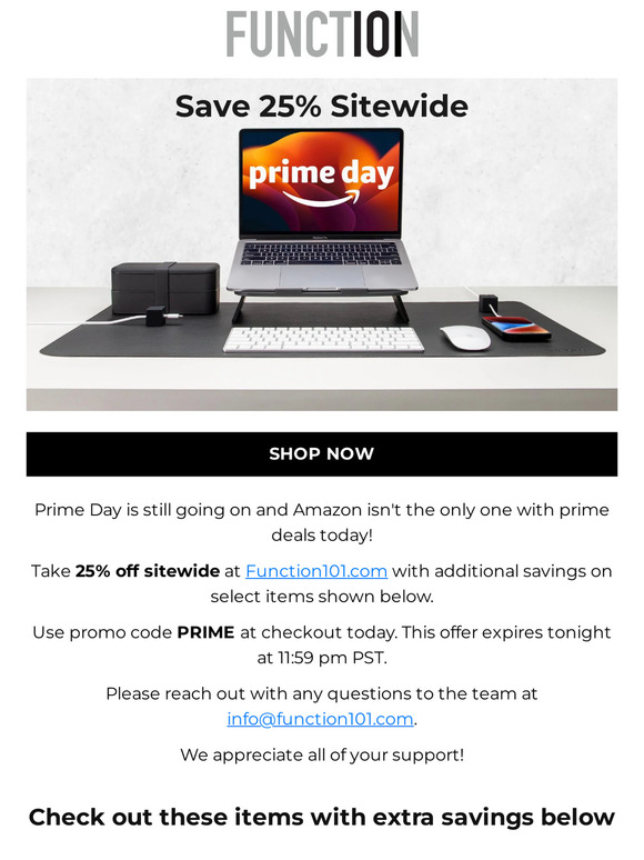 Prime Savings! 25% Off Sitewide Ends Tonight