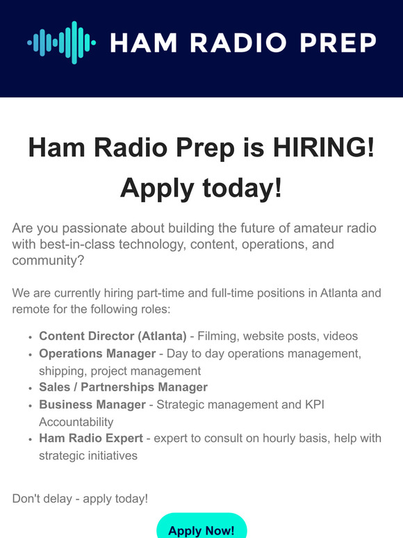 Ham Radio Prep is HIRING! Apply now!