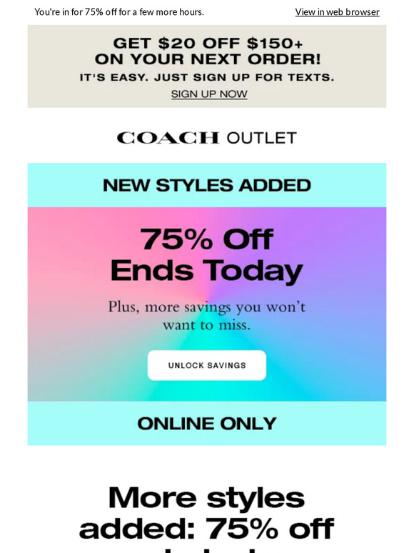 Coach Outlet's Extra 15% Off Frenzy Sale: All Sale Styles Are 75% Off