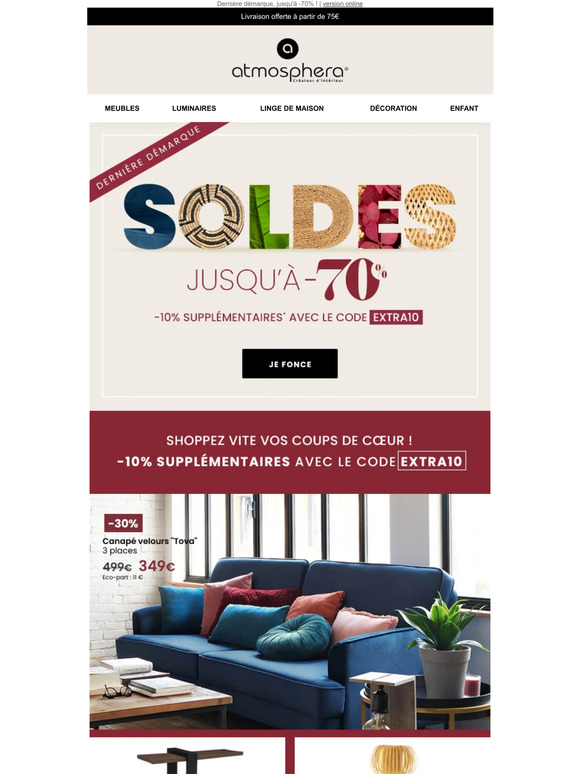 atmosphera SOLDES cest parti 50 sur une large slection