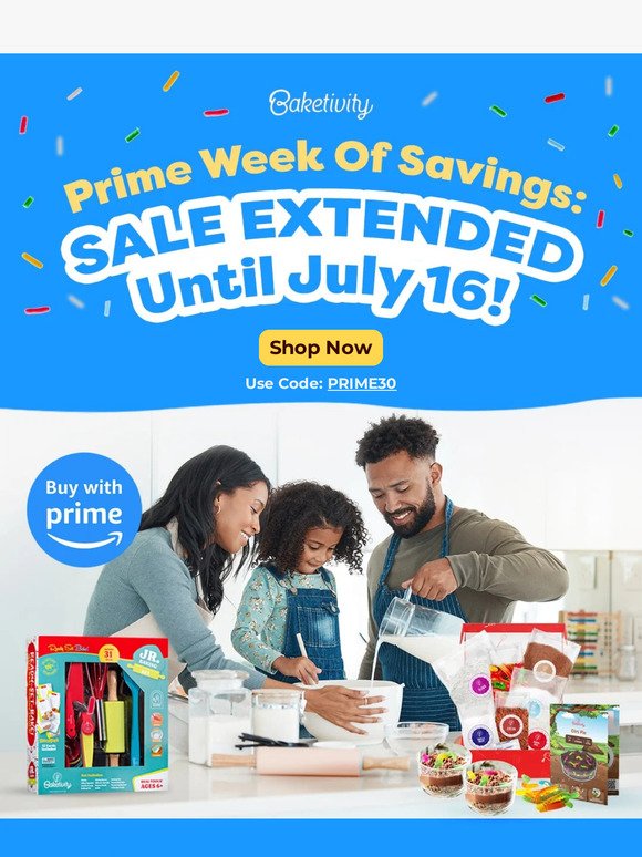 PROMO EXTENDED: 30% Off Baketivity Prime Day Deals!