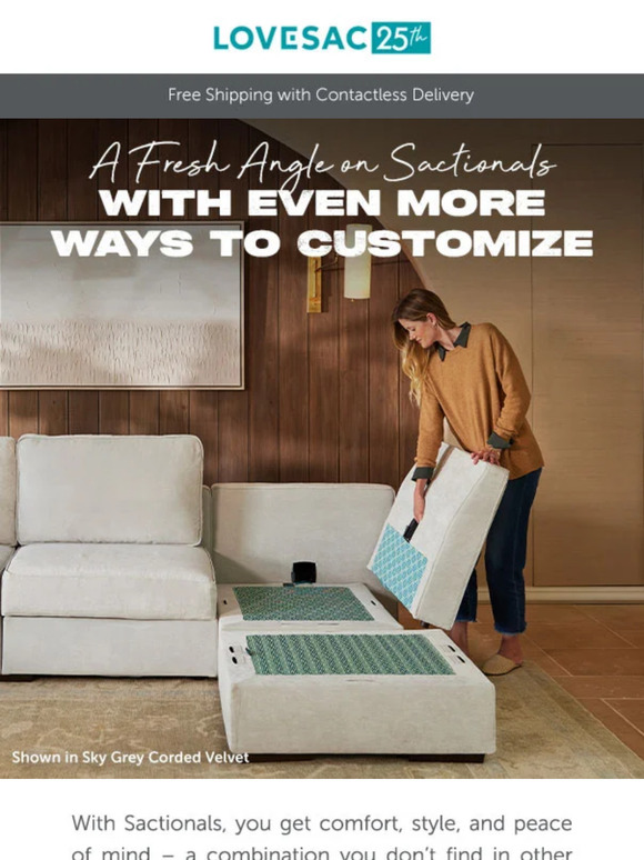 LoveSac Customize with NEW Style & Comfort Options for Sactionals. Milled