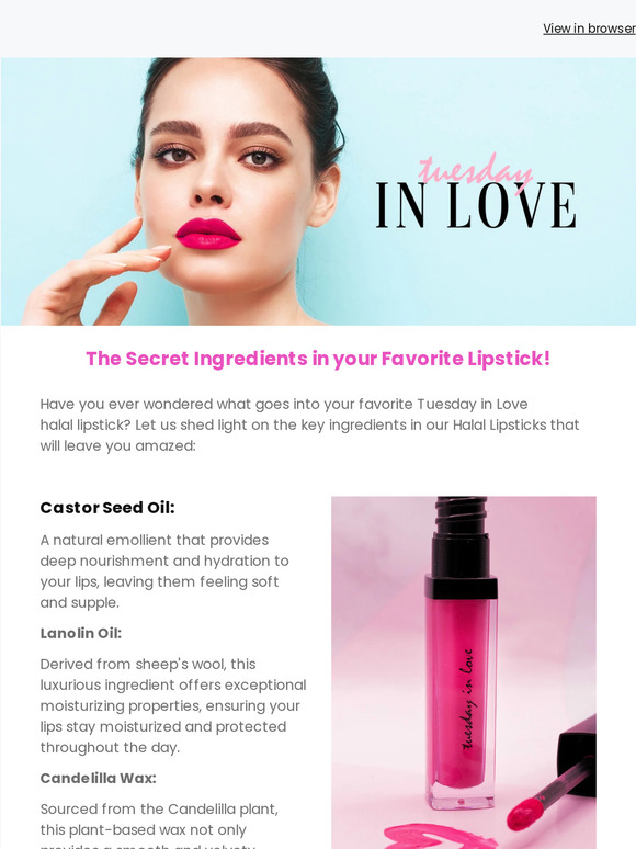 Tuesday in Love Do you know what's in your halal lipstick? 💄It's better than you think! 😀 Milled