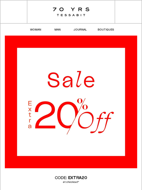 Now or Never: extra 20% off sale