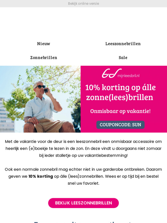 10% korting op al onze zonne(lees)brillen