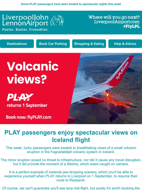 Liverpool Airport Volcanic eruption provides perfect window seat view