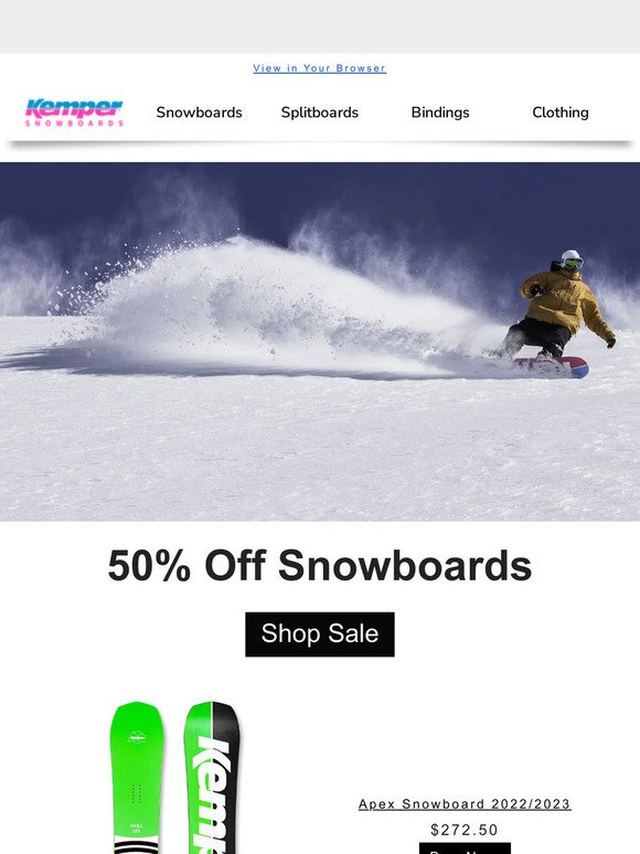 50% Off 2022/23 Snowboards - Hurry!