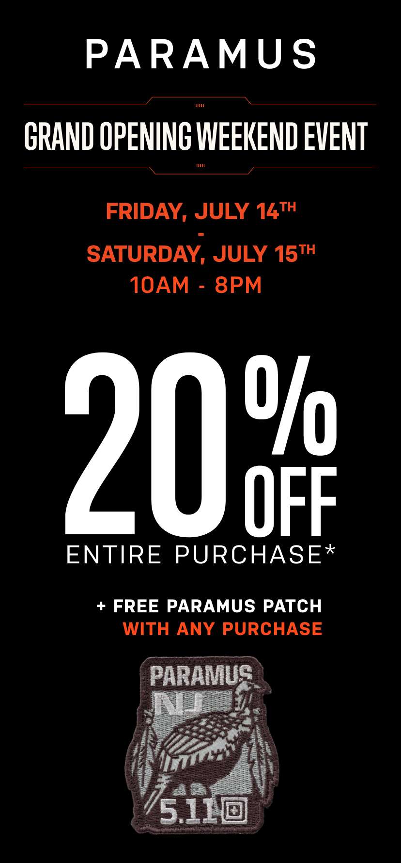 5.11 Tactical IT'S FINALLY HERE! PARAMUS GRAND OPENING EVENT Milled