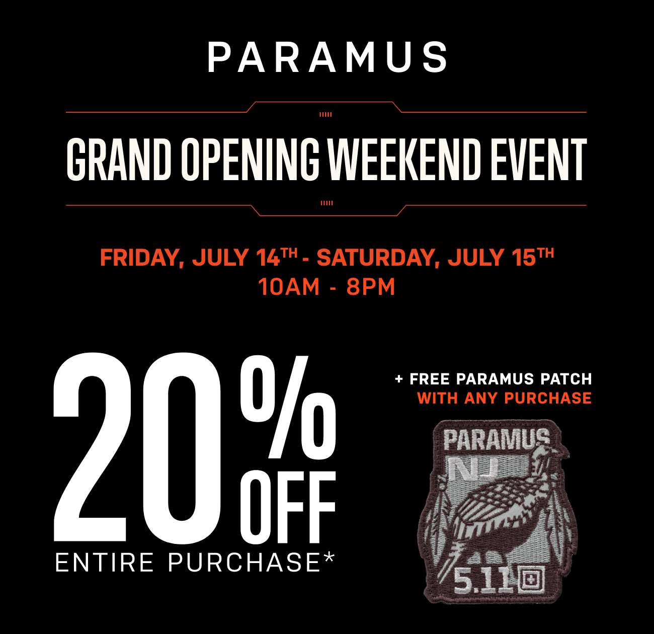 5.11 Tactical IT'S FINALLY HERE! PARAMUS GRAND OPENING EVENT Milled
