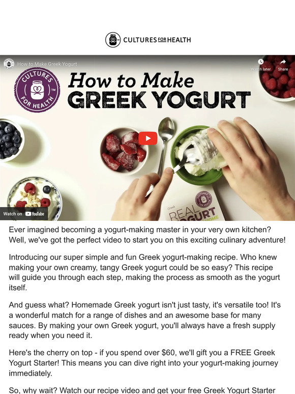 Cultures for Health The Secret to Delicious Greek Yogurt! Milled
