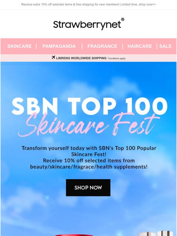 Join SBN's Top 100 Popular Skincare Fest!🎉