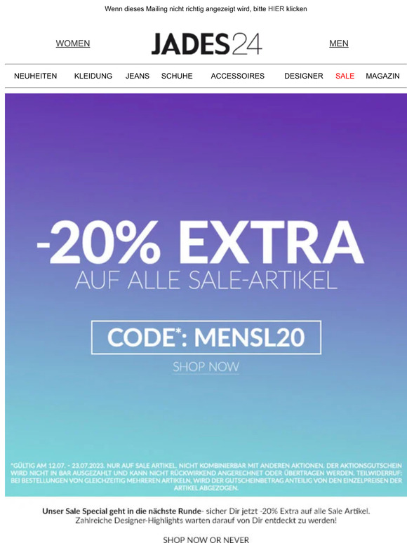 Hi Kunde, LAST DAYS: -20% EXTRA AUF SALE ⏰ // SHOP NOW