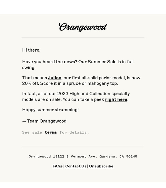 Orangewood Save on our specialty guitars Milled