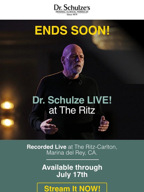 Ends SOON | Stream Dr. Schulze’s Can’t Miss LIVE! Event Before it’s Gone!