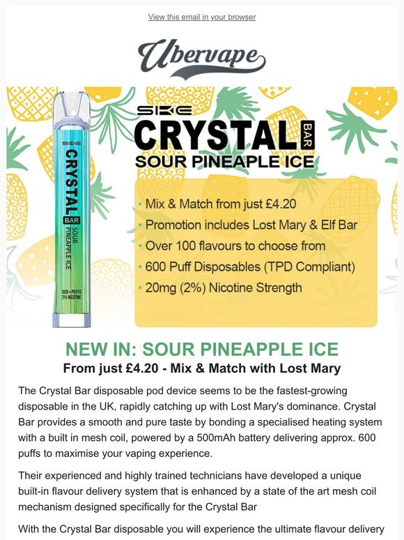 New: SKE Crystal Bar - Sour Pineapple