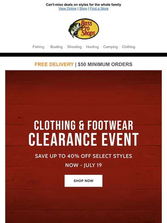 Up To 40% OFF Clothing & Footwear