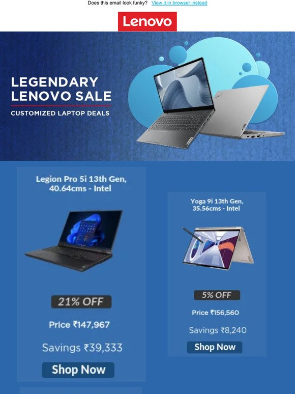 Build Your Dream Machine & save up to 50%  on Customizable Lenovo Laptops