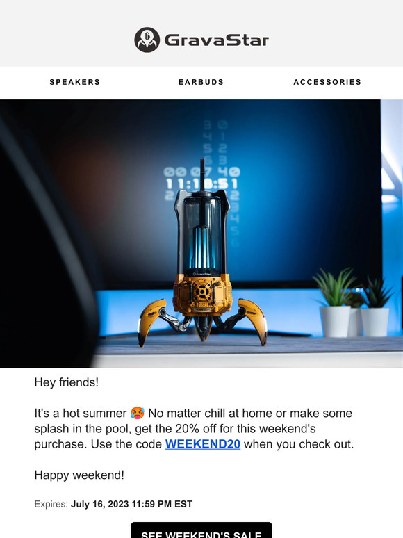 🥳 Weekend offer: 20% off your weekend order!