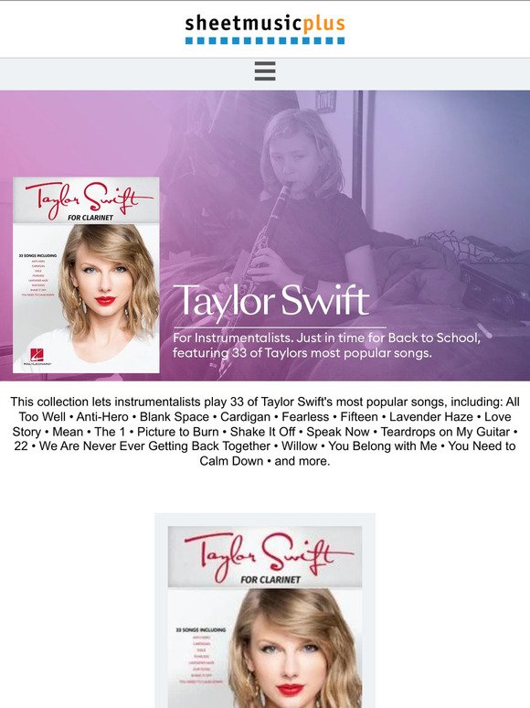 Pre-Order Taylor Swift for your young instrumentalists