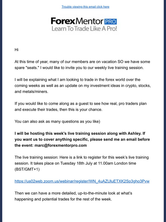 Your invite to attend our pro traders live training