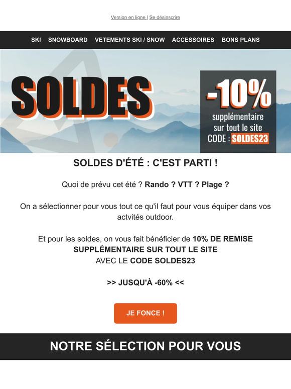 SOLDES D'ÉTÉ  : Jusqu'à -60% !