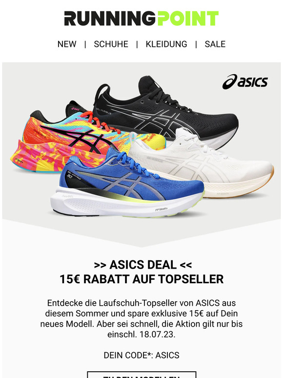 ASICS DEAL 🔥 15€ Rabatt auf Topseller