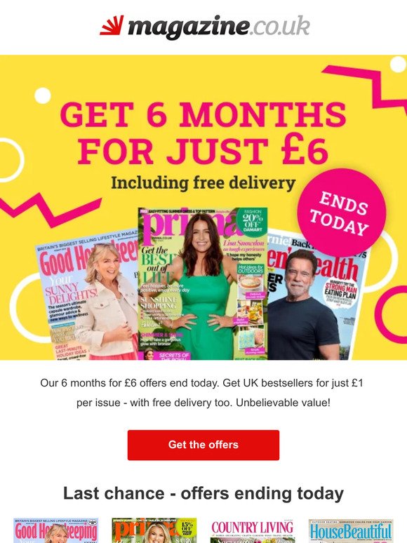 Ends today - 6 months for £6