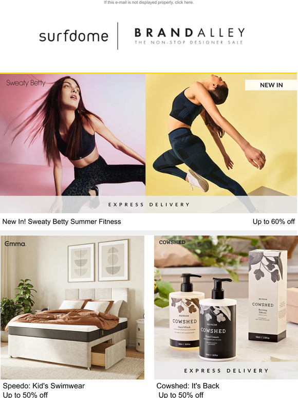 Sweaty Betty, Emma mattresses, Business & Pleasure Co., Levi's®, Joseph Joseph, Crew Clothing, Soho Home & Cowshed