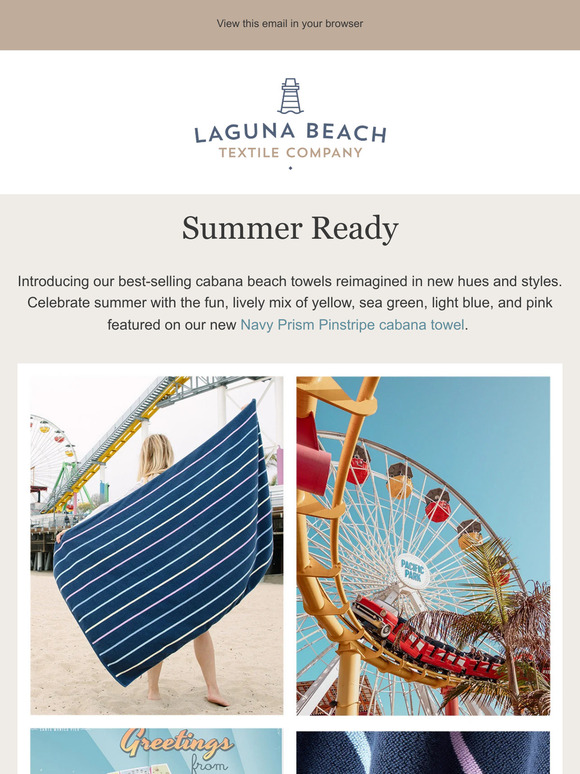 Introducing the Navy Prism Pinstripe Cabana Towel