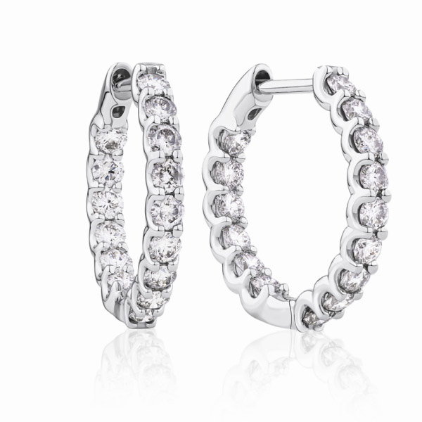 1.00 Carat TW Laboratory-Grown Diamond Hoop Earrings Set in 10kt White Gold