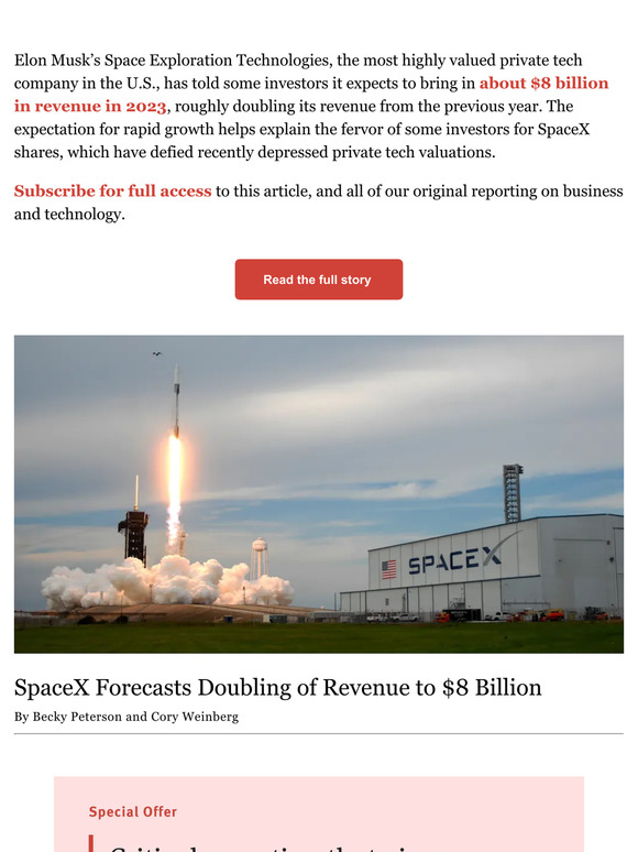 The Information: Exclusive: SpaceX Forecasts Doubling of Revenue to $8 ...