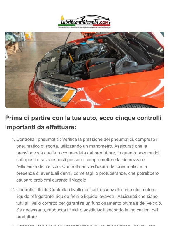 ⛔️ Non rovinare le tue vacanze: 5 controlli da fare assolutamente sull'auto