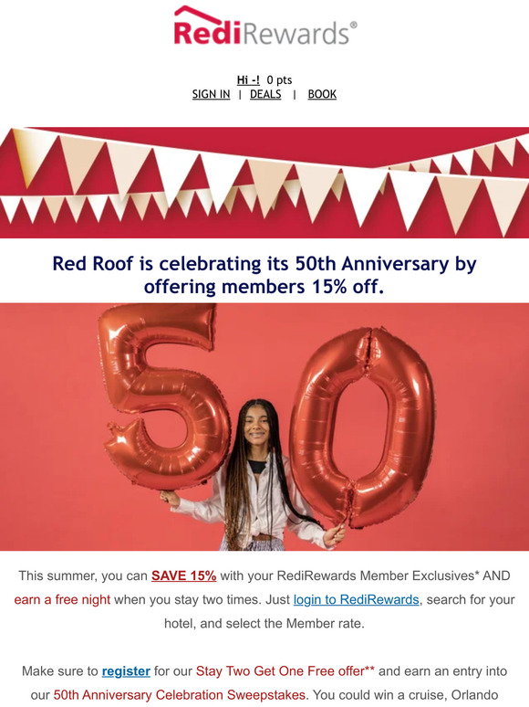 Red Roof: -Turn 2 Stays into a Free Night | Milled