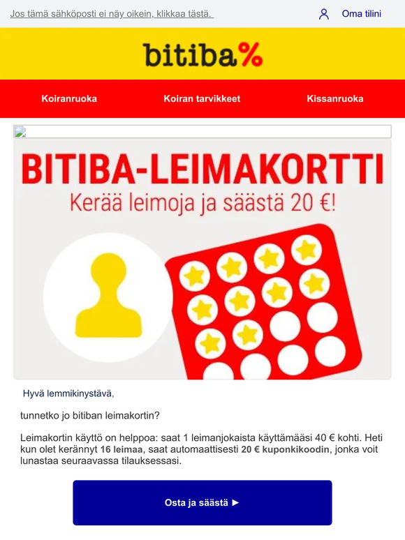 Hanki 20 € lahjakortti ostoksistasi!