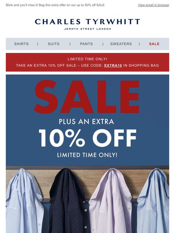 Extra 10% off SALE starts now!