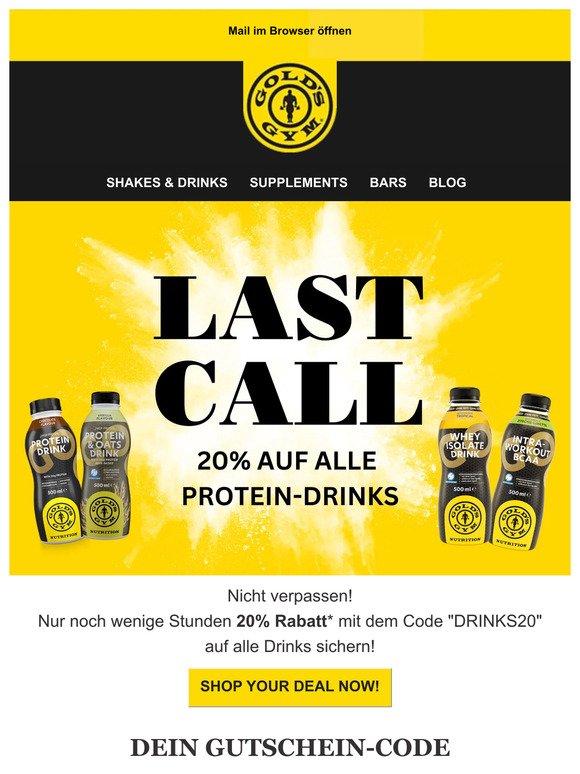 Last Call - Drinks mit 20% sichern! 📢